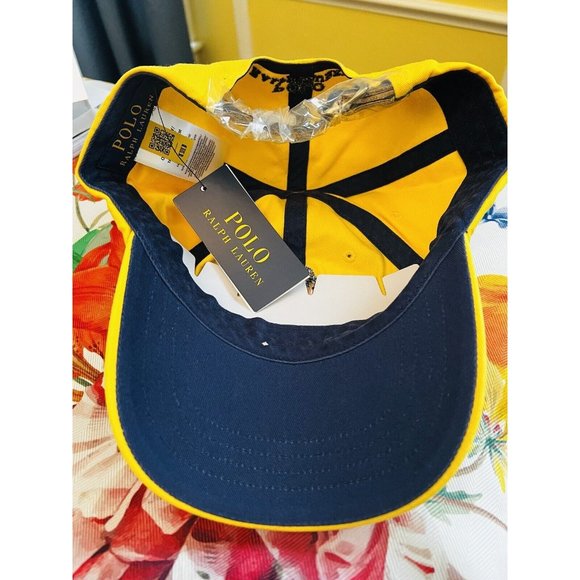 Polo Ralph Lauren Embroidered BIG Polo Bear Chino Cap Hat Yellow - New With Tags - Picture 3 of 16